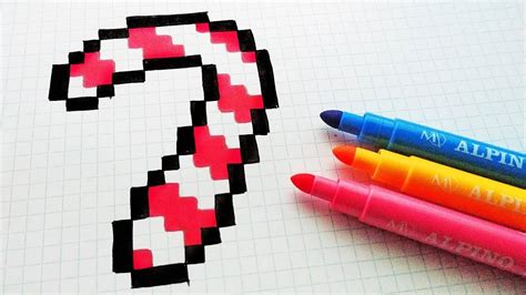 Pixel art week a week of pixel art! Handmade Pixel Art - How To Draw a Candy Cane - Merry Christmas #pixelart