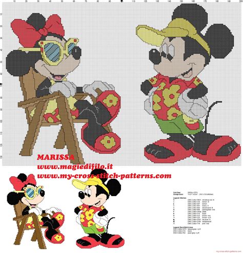 Maybe you would like to learn more about one of these? Cross stitch pattern free Minnie and Mickey Mouse on ...