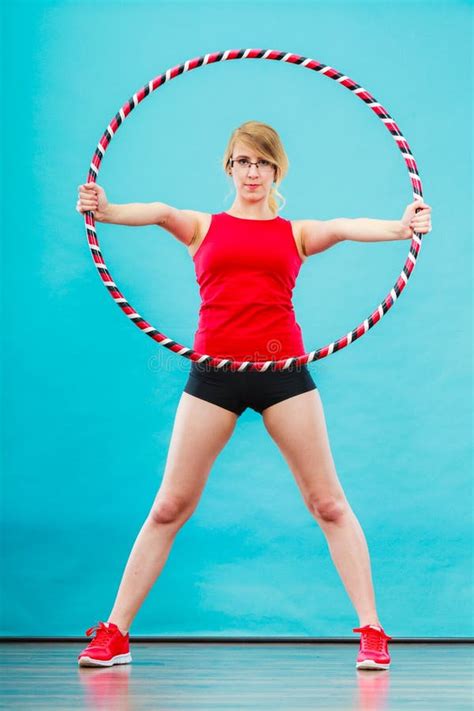 Fit Woman With Hula Hoop Doing Exercise Stock Image Image Of Ring Hulahoop 79225237