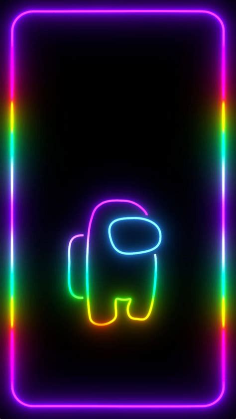 Download Rainbow Neon Among Us Iphone Wallpaper