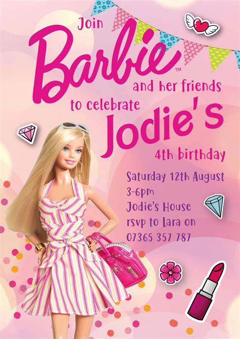 Barbie Birthday Printable Invitation Party Invitation Ph