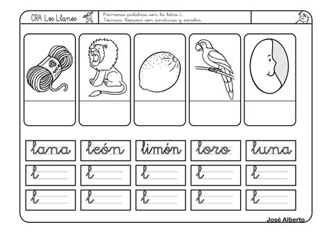 Letra L Con Dibujos Lectoescritura Con La Letra L Escuela En La Nube