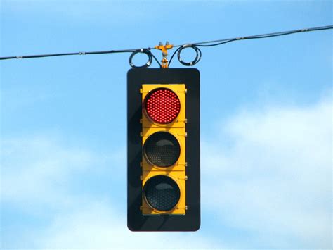 Fileled Traffic Light On Red