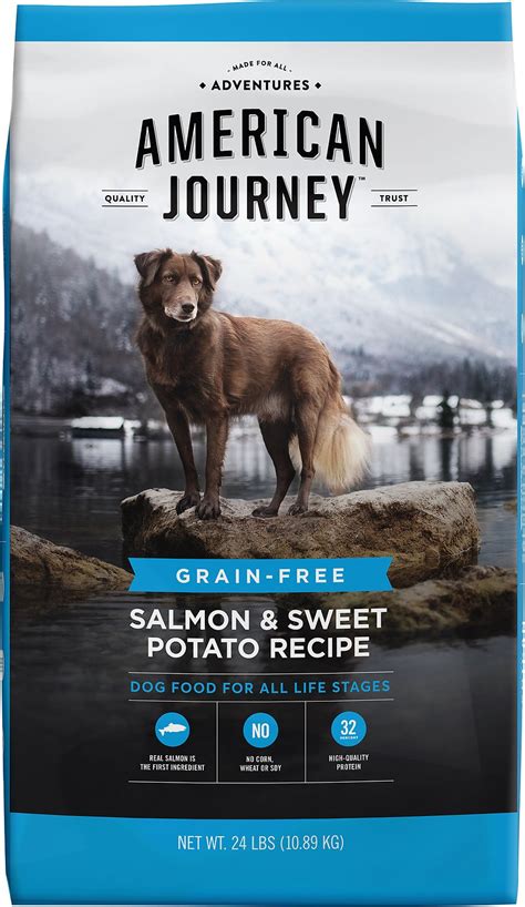 Nowadays, salmon is now included in dog food as an alternative to other meat. American Journey Salmon & Sweet Potato Recipe Grain-Free ...