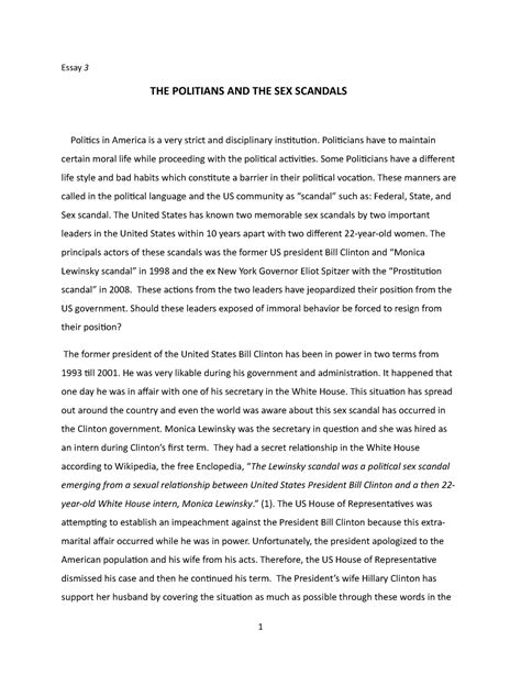 The Politians And The Sex Scandals Essay 3 The Politians And The Sex