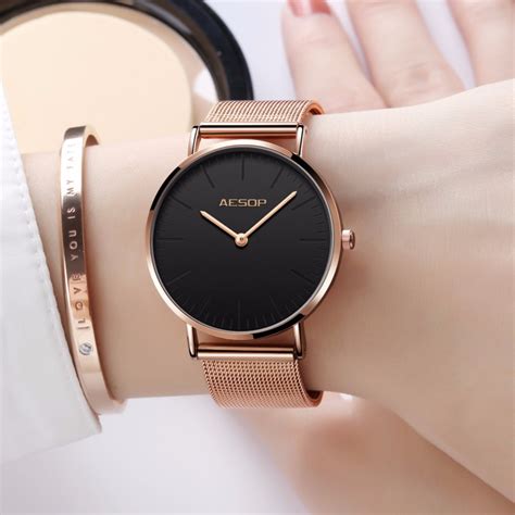 Black watches for women are a classic accessory for any wardrobe. Luxury Women Watches Simple Ladies Steel Watch Rose Gold ...
