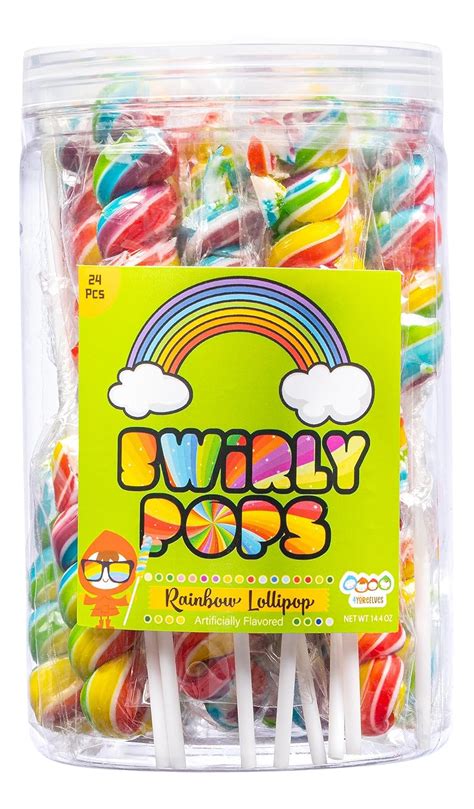 4yoreelves Pack Of 24 Swirly Pops Rainbow Colored Swirl