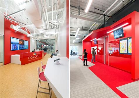 Design Blitz Finishes Comcast Office In Red Modern Office Interiors