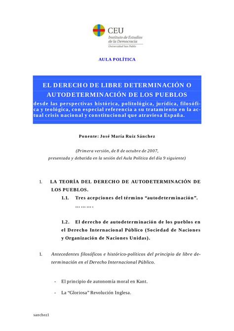 Pdf El Derecho De Libre Determinaci N O Resoluci N Xv De