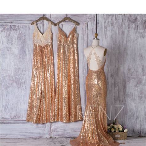 2017 Mix Match Gold Sequin Bridesmaid Dress Mismatch Lace Wedding Dress Long Luxury Ball G