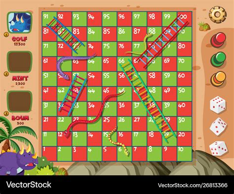 Boardgame With Snakes And Ladders On Red Vector Image