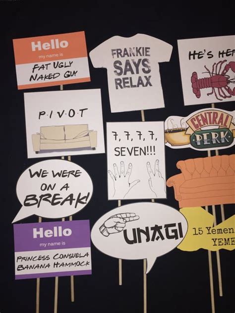 Pivot your attention to these 67 unforgettable quotes from friends. Friends TV Show themed Photo Booth Props by IGotMadProps on Etsy | Friends bridal shower ...