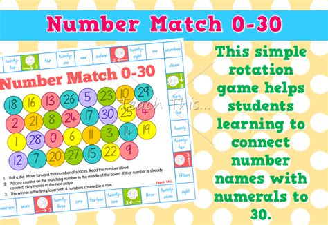 Number Match Numeral And Word To 30 Fun Math Games Classroom Games