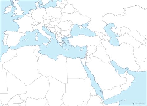 Blank Europe And Middle East Map —