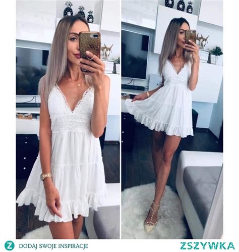 modna biała sukienka idealna na lato na stylizacja na randkę zszywka pl