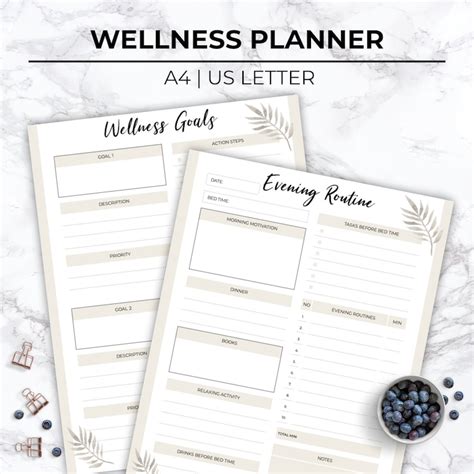 Printable Wellness Journal Printable Wellbeing Planner Etsy
