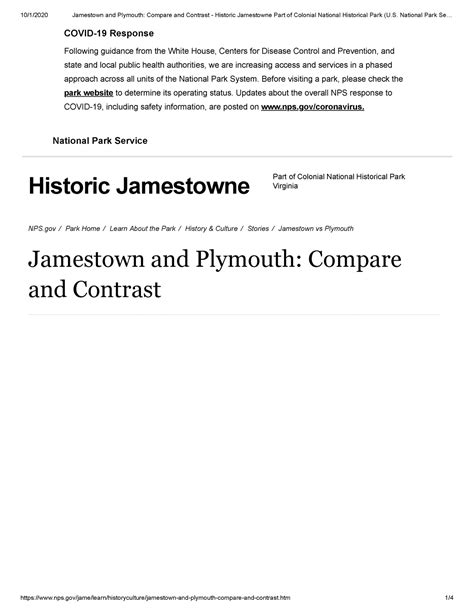 Jamestown And Plymouth Compare And Contrast Historic Jamestowne Part