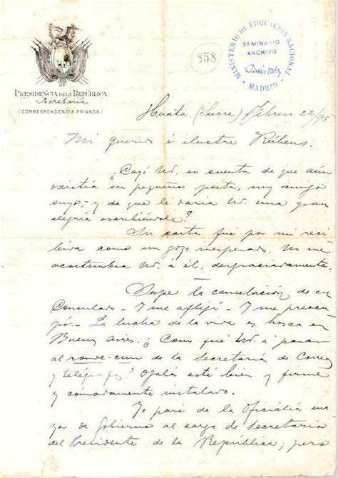 Carta Manuscrita Con Membrete De La Presidencia De La República De Bolivia Biblioteca Virtual