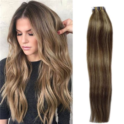 Buy Tape In Hair Extensions Remy Human Hair Brown To Blonde Highlights