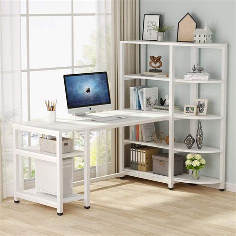 Modern Computer Desk With 5 Tier Storage Shelves 67 Inch Large Office