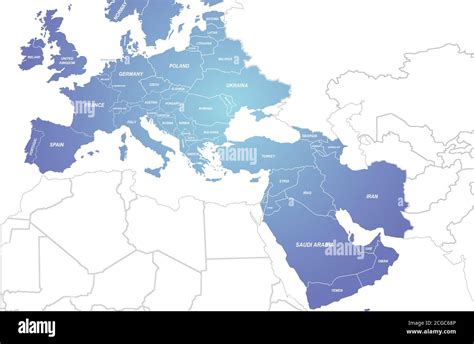 Carte Vectorielle Des Pays Deurope Et Du Moyen Orient Image