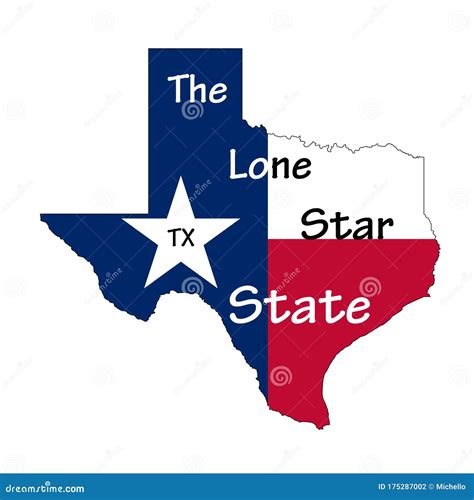 Flag Map Of Texas State With `the Lone Star State` Text Stock Vector