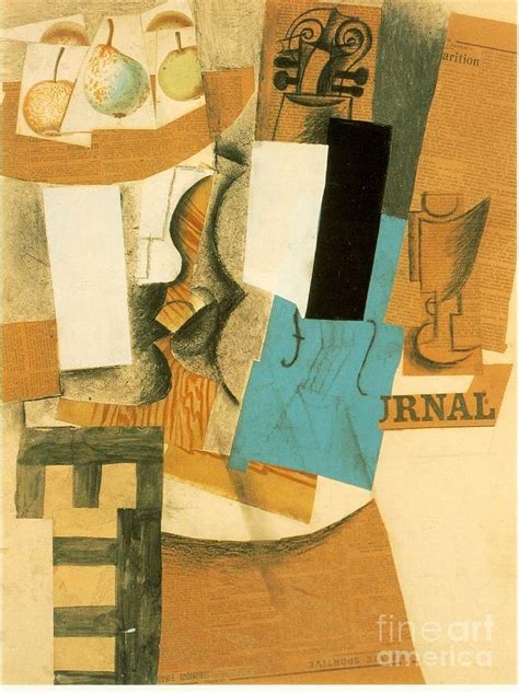 At 10 pablo became his father's pupil and at the. Still Life With Violin And Fruits Mixed Media by Pablo Picasso