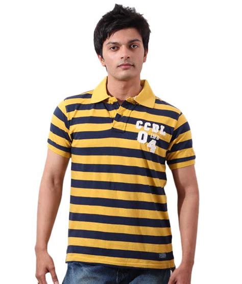 Short sleeves for man brand garçon français for sale online at homeose.fr. Crosscreek Yellow & Navy Blue Striped Polo T-Shirt - Buy ...
