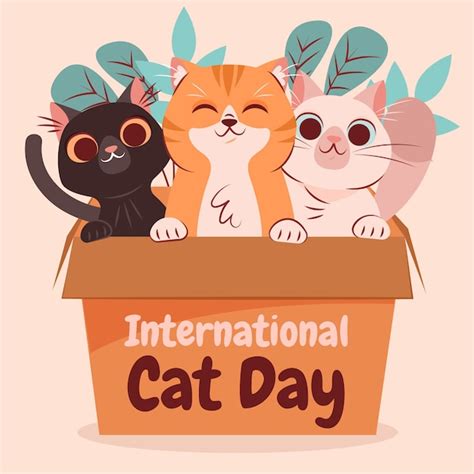 Premium Vector Flat International Cat Day Illustration With Cats