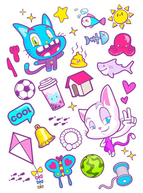 Cute Cat Cartoon Sticker Vector Illustration 434651