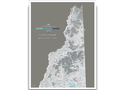 New Hampshire 4000 Footers Map With 3000 And 2000 Footers World Vibe