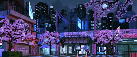 City Pixel Art Desktop Wallpaper