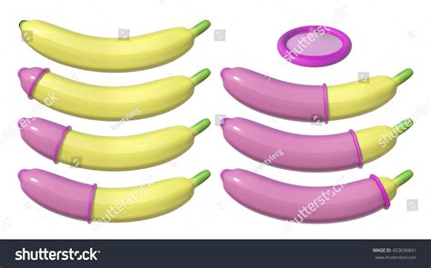 3d Rendering Set Banana Condom Isolated Stock Illustration 453636841