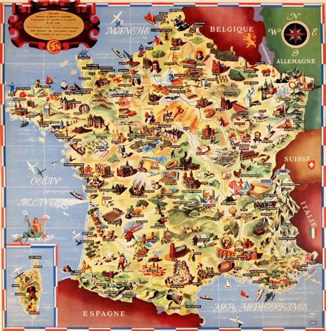Illustrated Map Of France Poster Pinterest Landkarten Mappen Und