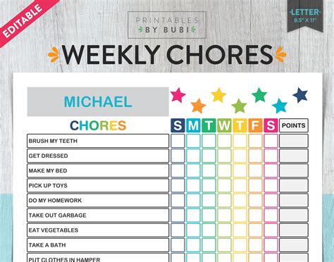 Kids Chore Chart Chore Chart For Kids Kids Chores Etsy Kids Chore