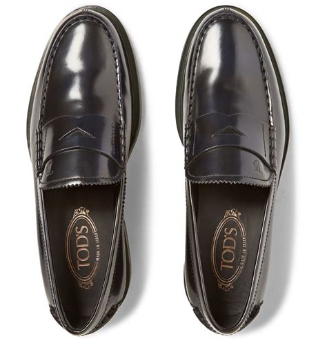 Lyst Tods Polished Leather Penny Loafers In Black For Men