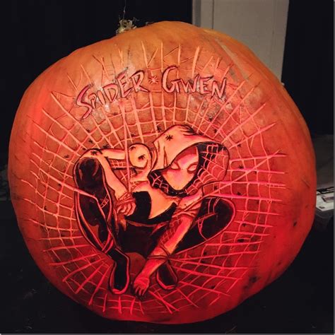 Sensational Spider Gwen Pumpkin Carving Between The Pages Blog