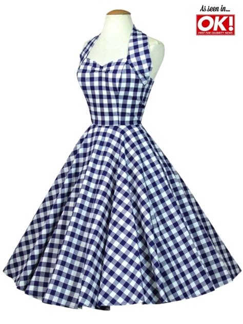 1950s Halterneck Blue Gingham Dress From Vivien Of Holloway