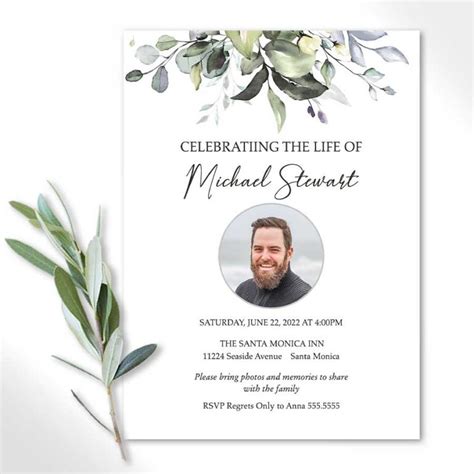 Celebration Of Life Invites With A Photo Professionally Printed