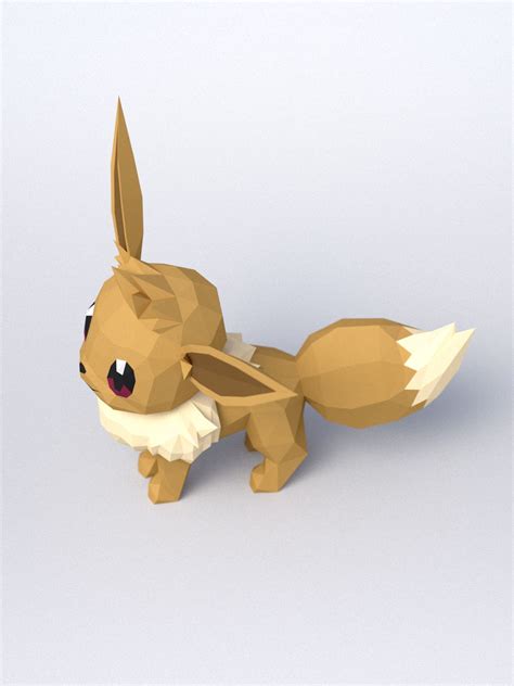 3d Papercrafteeveepdf Svg Dxf Templates Crealandia Pokemon Eevee