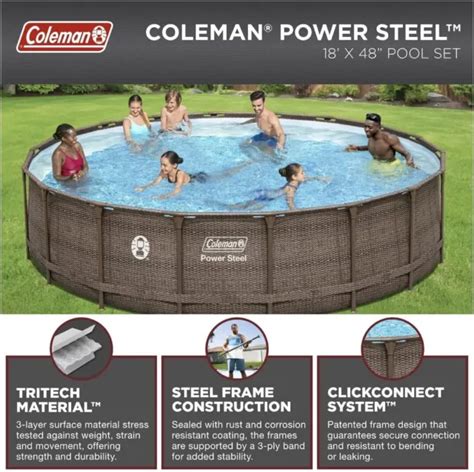 Coleman Steel Frame 18 X 48 Round Above Ground Swimming Pool Set W