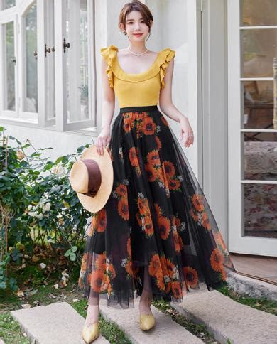 Tigena Cm Tulle Maxi Skirt Women Spring Summer Holiday Aesthetic