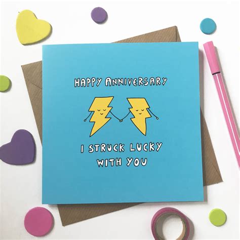 Funny Wedding Anniversary Card Struck Lucky By Ladykerry Illustrated Ts