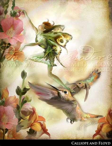 Calliope And Floyd Flower Fairy With Hummingbirds Fantasy Fairy Art