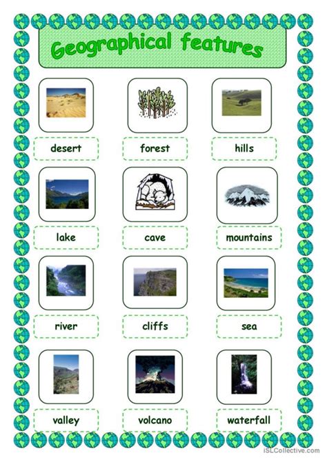 Geographical Features Pictionary Pi English Esl Worksheets Pdf And Doc