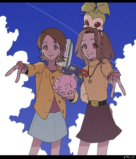 Pyocomon Tachikawa Mimi Takenouchi Sora Tanemon Digimon Highres