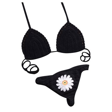 dndkilg womens sexy bikini sets floral print triangle bikini top two piece swimsuit crochet low