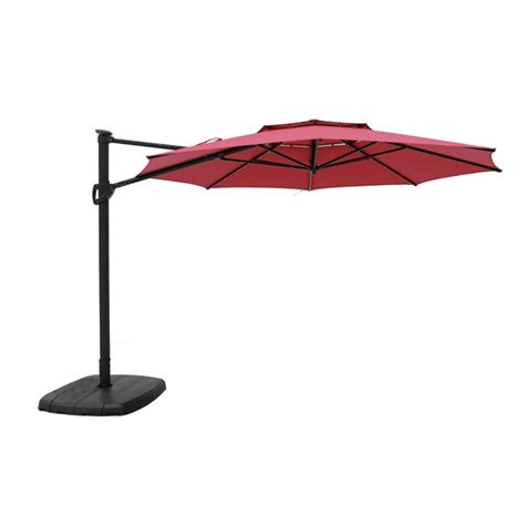 Simplyshade 11 Ft Red Solar Powered Crank Offset Patio Umbrella With