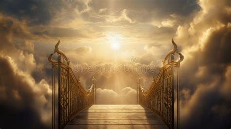 Golden Gates Of Heaven With Glowing Light Stock Illustration