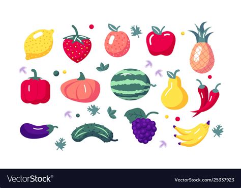 Fruits And Vegetables Set Royalty Free Vector Image